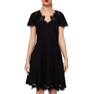 TED BAKER Black Saloane Fit & Flare Dress